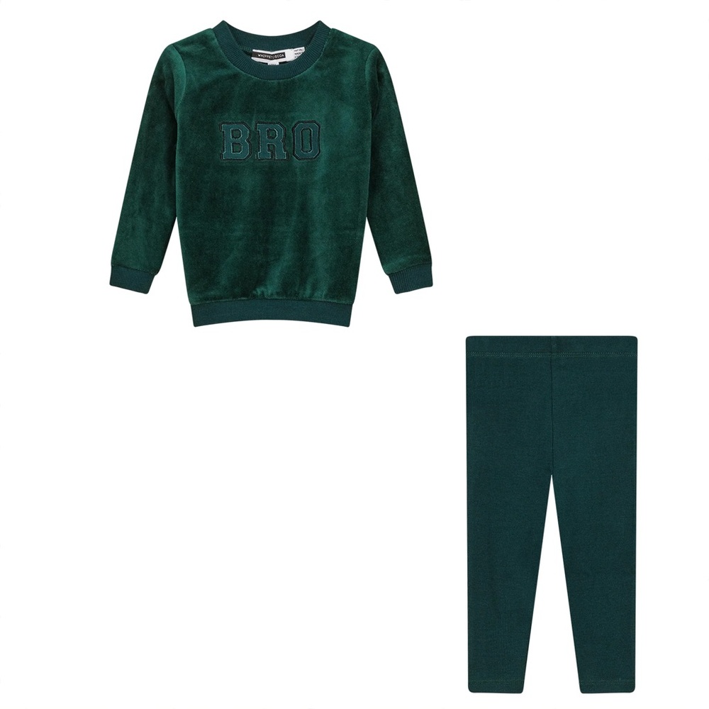 Kids Green Velour Matching Set